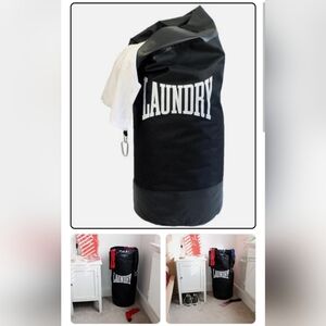 Black Laundry Bag with White Lettering